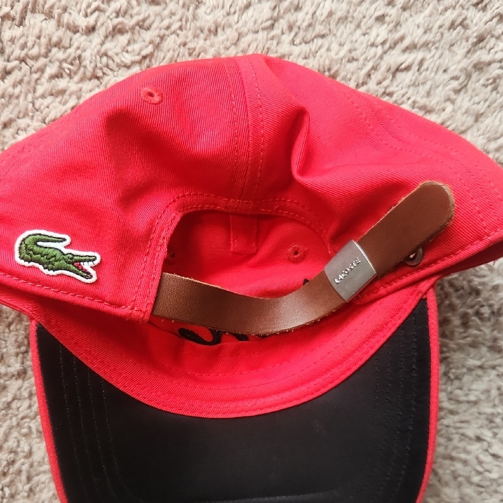 Lacoste Red Baseball Cap With Black Script - image 3